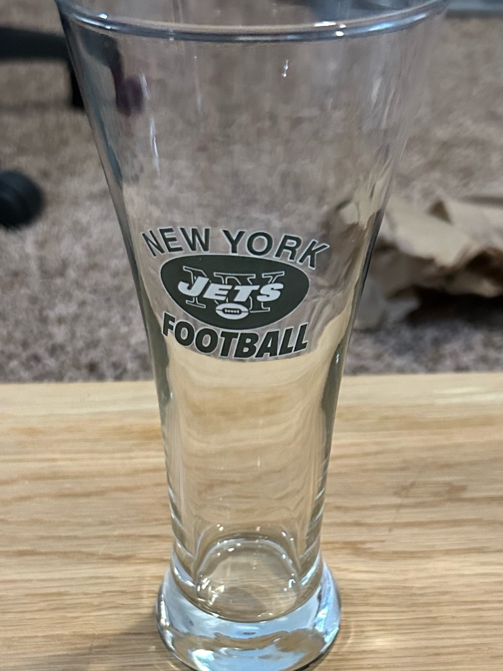 Football Pilsner Glass - Clear with Green Logo